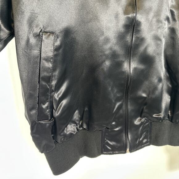 Vintage 90s President Casino Captains Club Satin Bomber Jacket Black Adult Large - Picture 3 of 10